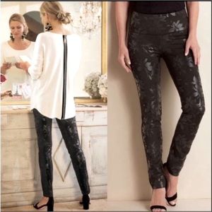 NWOT SOFT SURROUNDINGS BLACK FLORAL LEGGING JACQUARD PANT